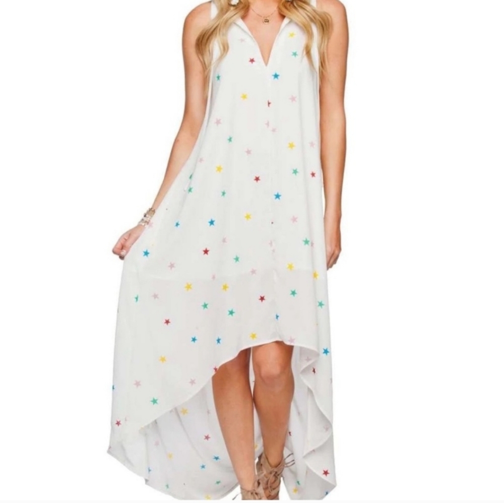 Buddy Love Campbell High Low Dress in Multicolor Star Print NWT SzS/M